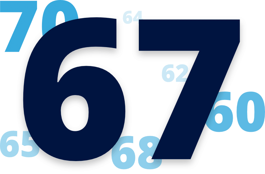 illustrasjon av tallene 60, 62, 65, 67, 68 og 70
